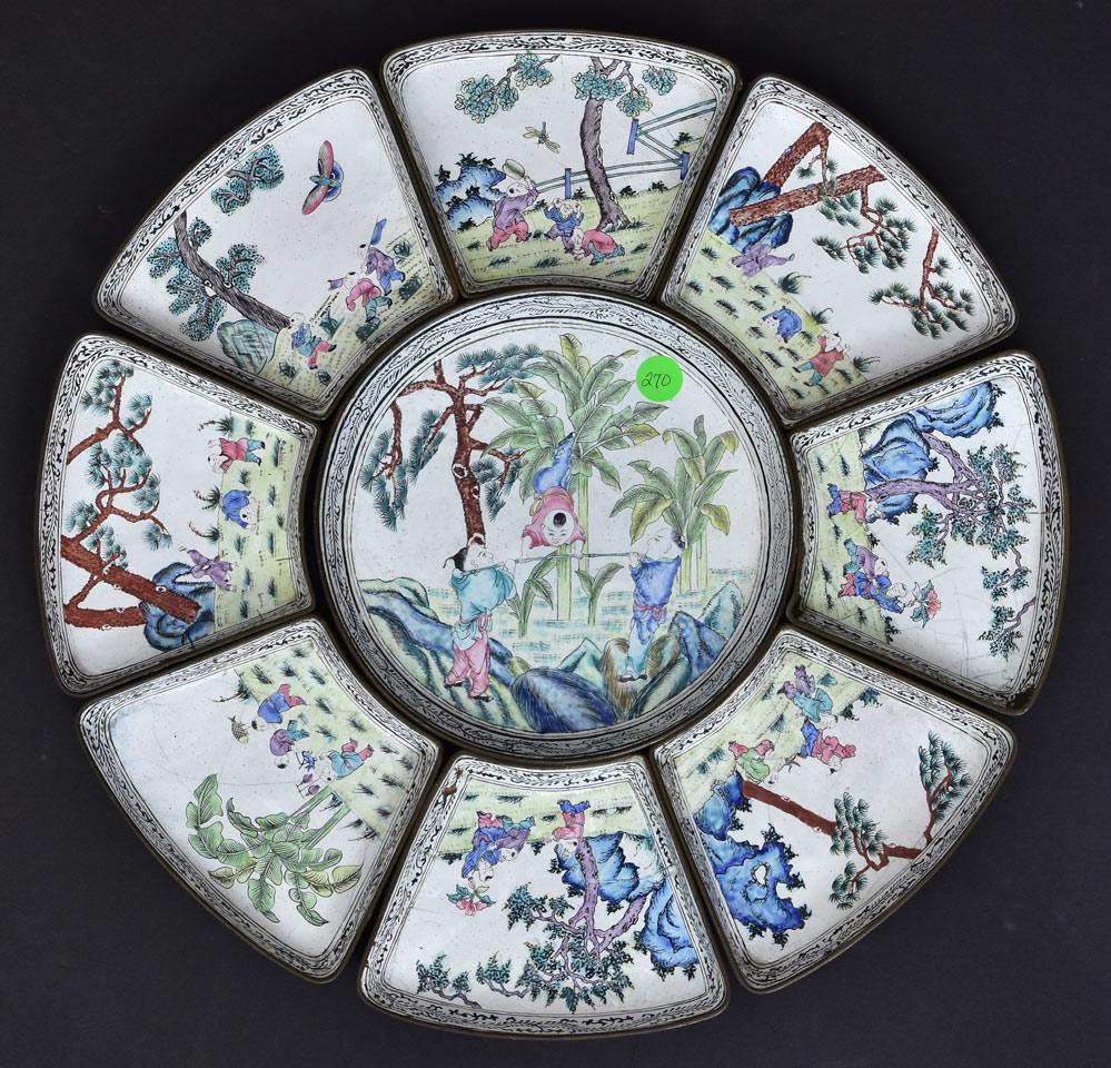 Chinese Enameled Sweet Meat Servers (1 of 2)