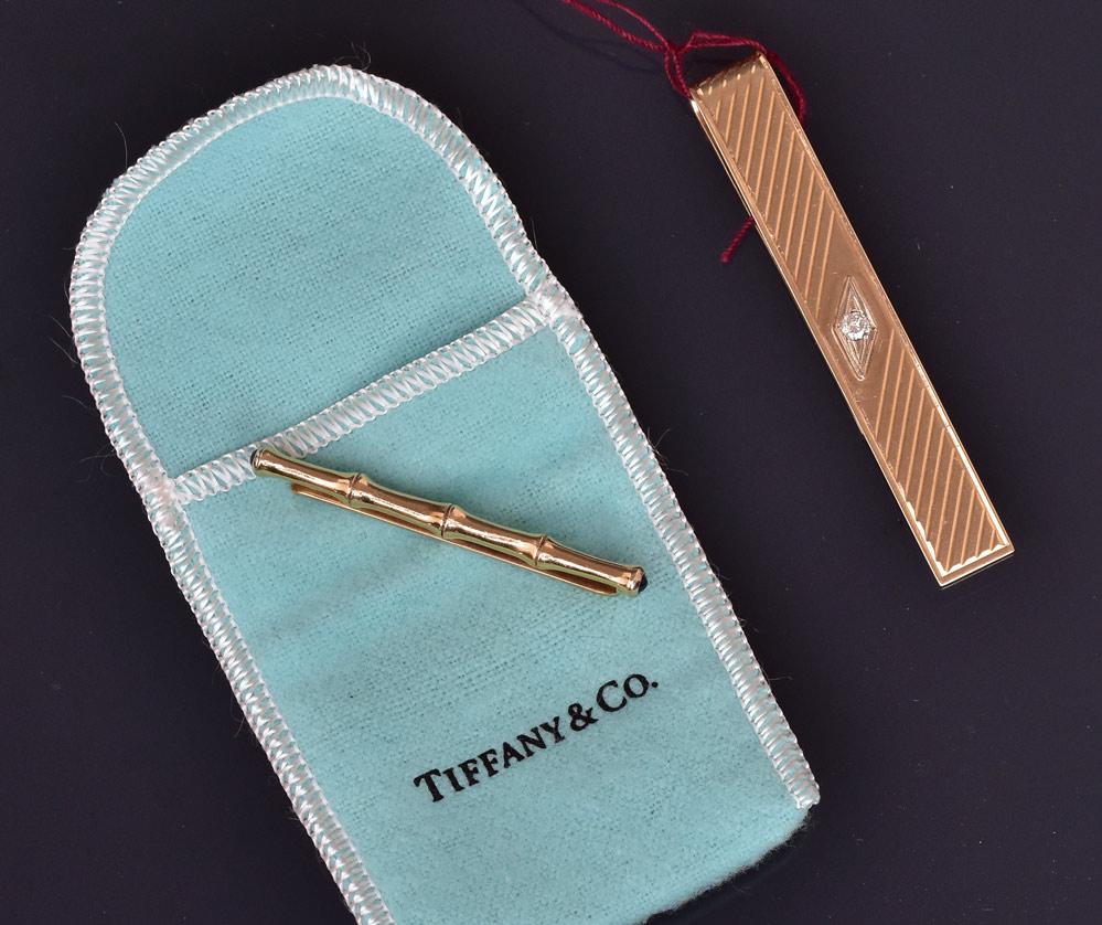 Tiffany & Co. 14k Gold Bamboo Tie Clip (1 of 1)