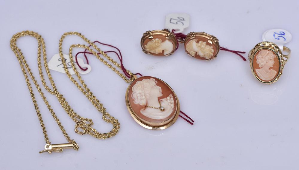 14k Gold Cameo Necklace and Ring (1 of 1)