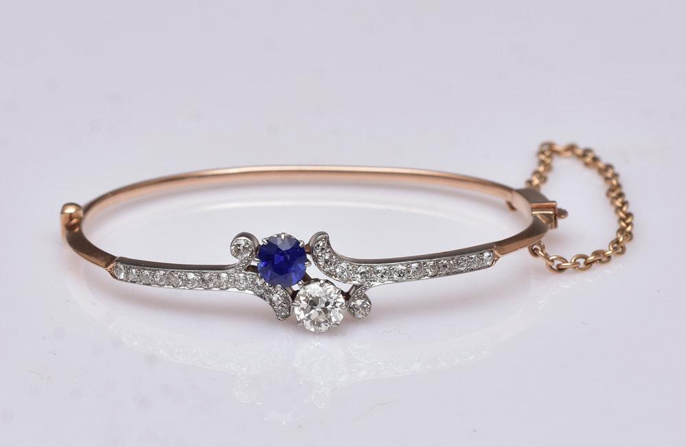 Edwardian Sapphire and Diamond Cuff Bracelet (1 of 2)