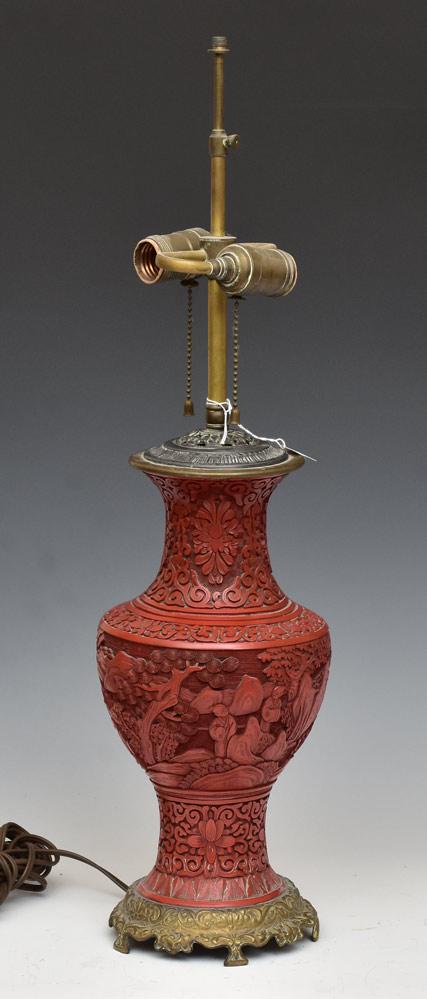 Chinese Cinnabar Vase (1 of 2)