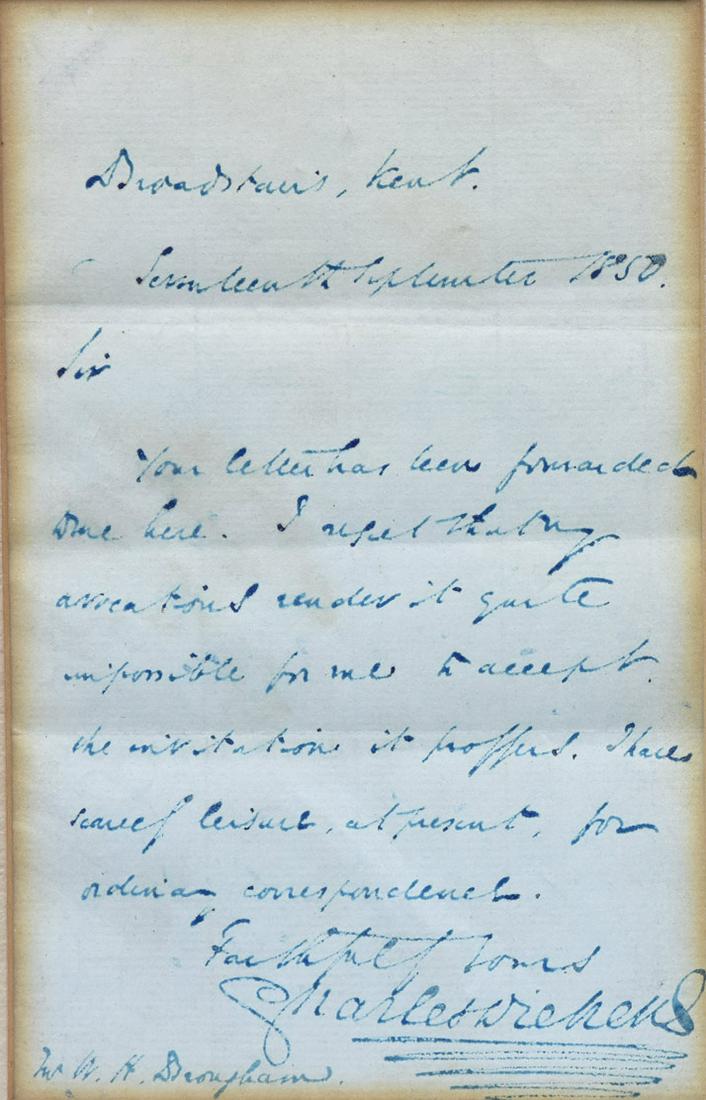 Charles Dickens Hand Written Note (1 of 3)