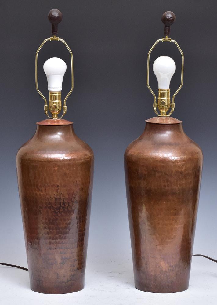Pair of Hammered Copper Table Lamps (1 of 2)