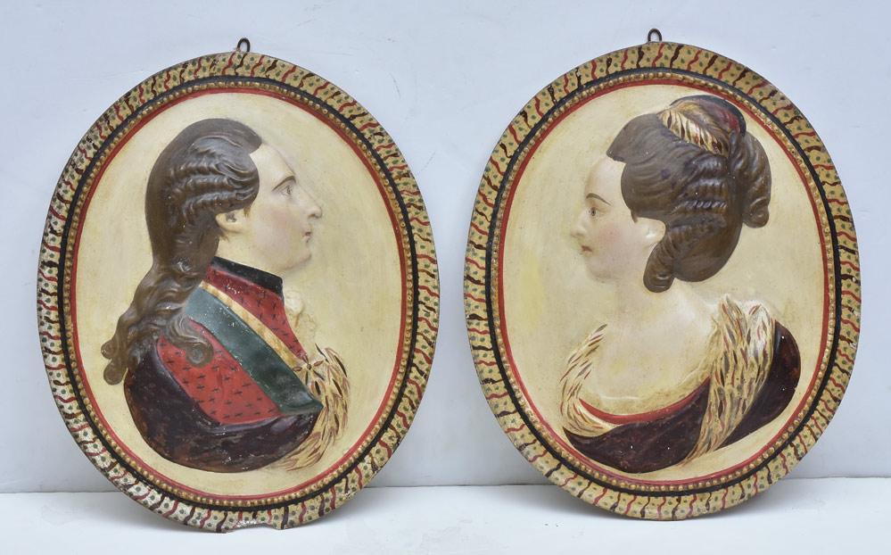 Pair Molded Plaster Relief Plaques (1 of 5)