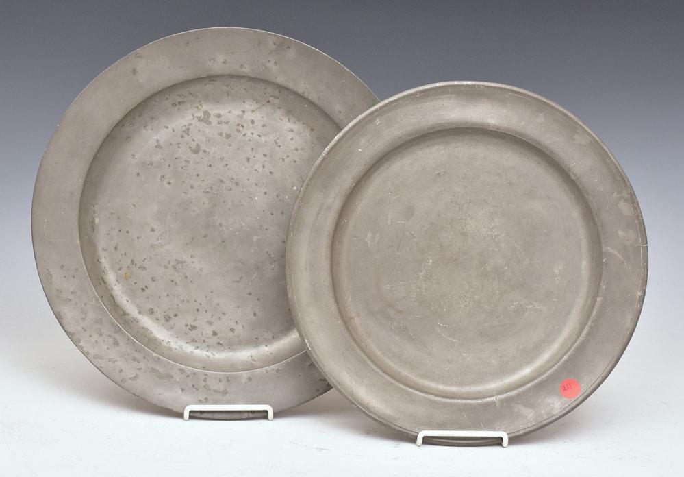 Two Antique English Pewter Chargers (1 of 1)