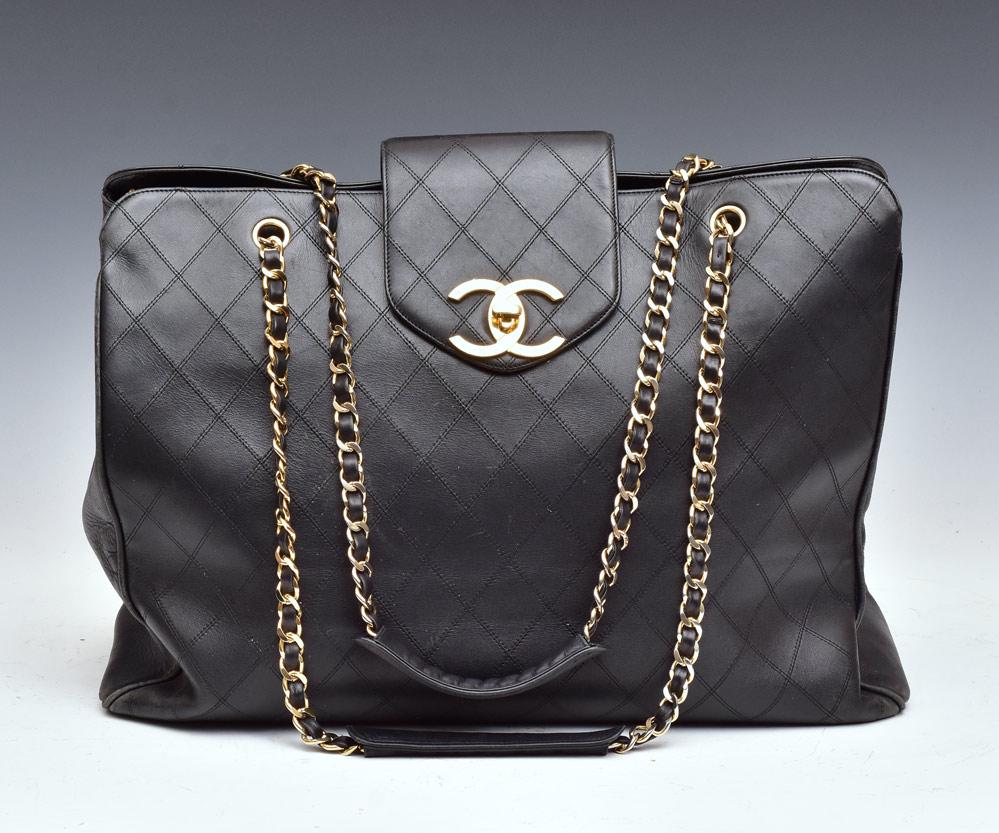 Chanel Quilted Black Leather Overnight Bag (1 of 6)