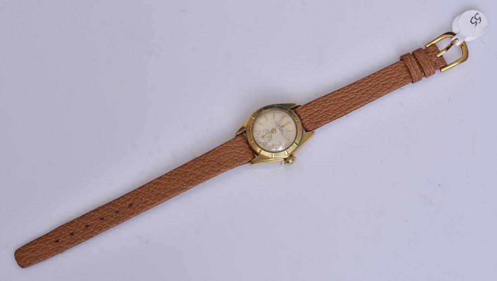 Rolex 18k Gold Ladies Wrist Watch: with secondary dial, #5003 serial # 648861 1940's
