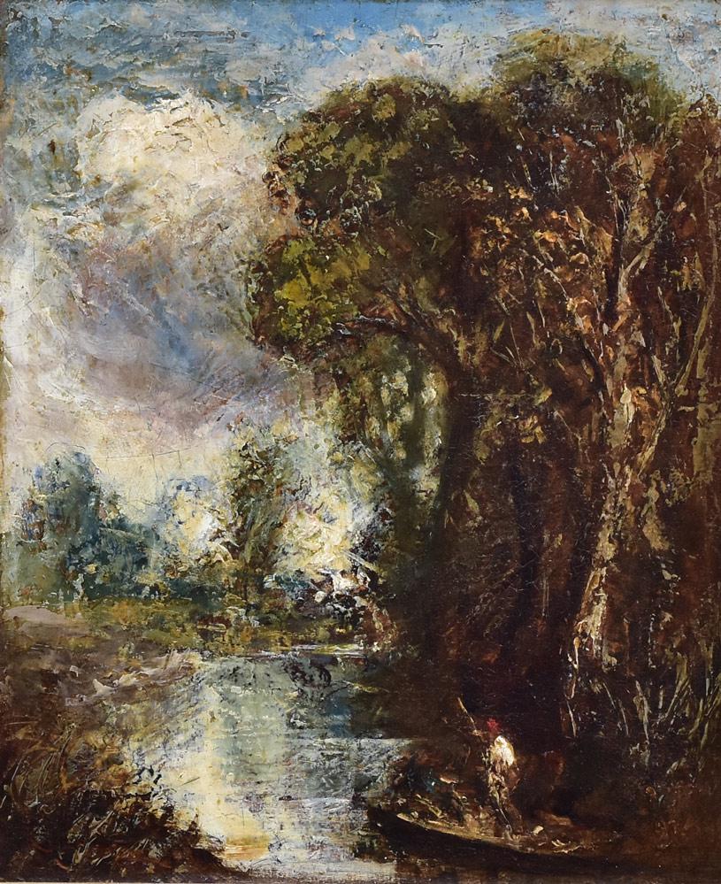 manner of John Constable: River Landscape 11 1/2" x 9" oil on board