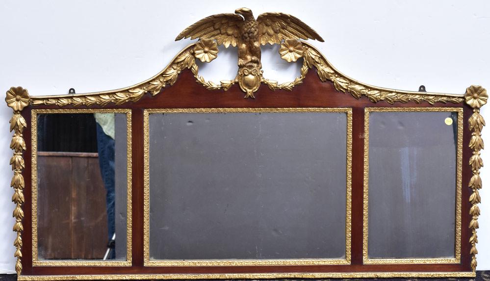Federal Style Gilt Three Part Over Mantel Mirror (1 of 2)