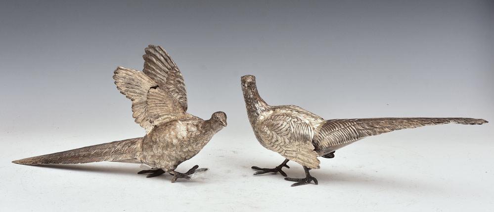 Pair of Silver Pheasant Table Decorations (1 of 2)