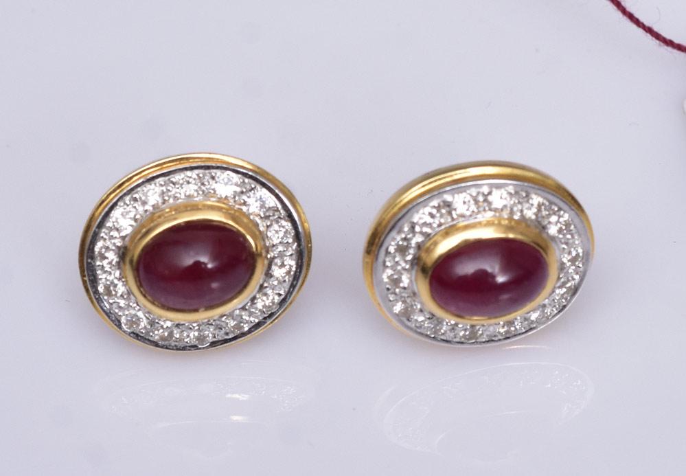 18k Gold Ruby and Diamond Earrings (1 of 1)