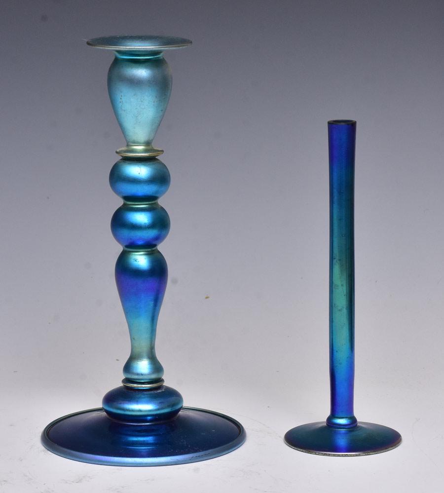 Steuben Blue Vase and Candlestick (1 of 2)