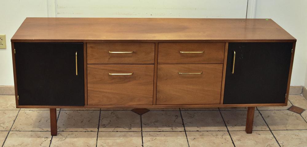Mid-Century Modern Credenza: B. L. Marble manufacturer 71 1/2" x 19 1/2", 27 1/2" high mid-20th century