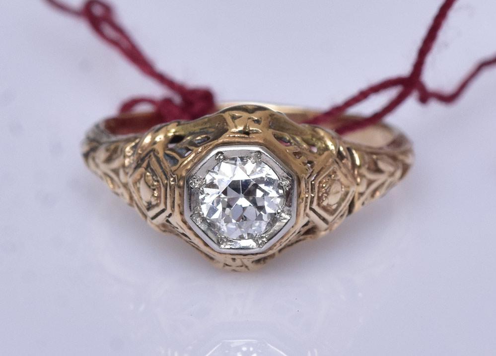14k Gold Diamond Filigree Ring (1 of 1)