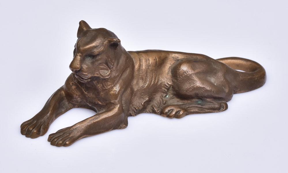 Tiffany Studios Bronze Lion Paperweight (1 of 2)