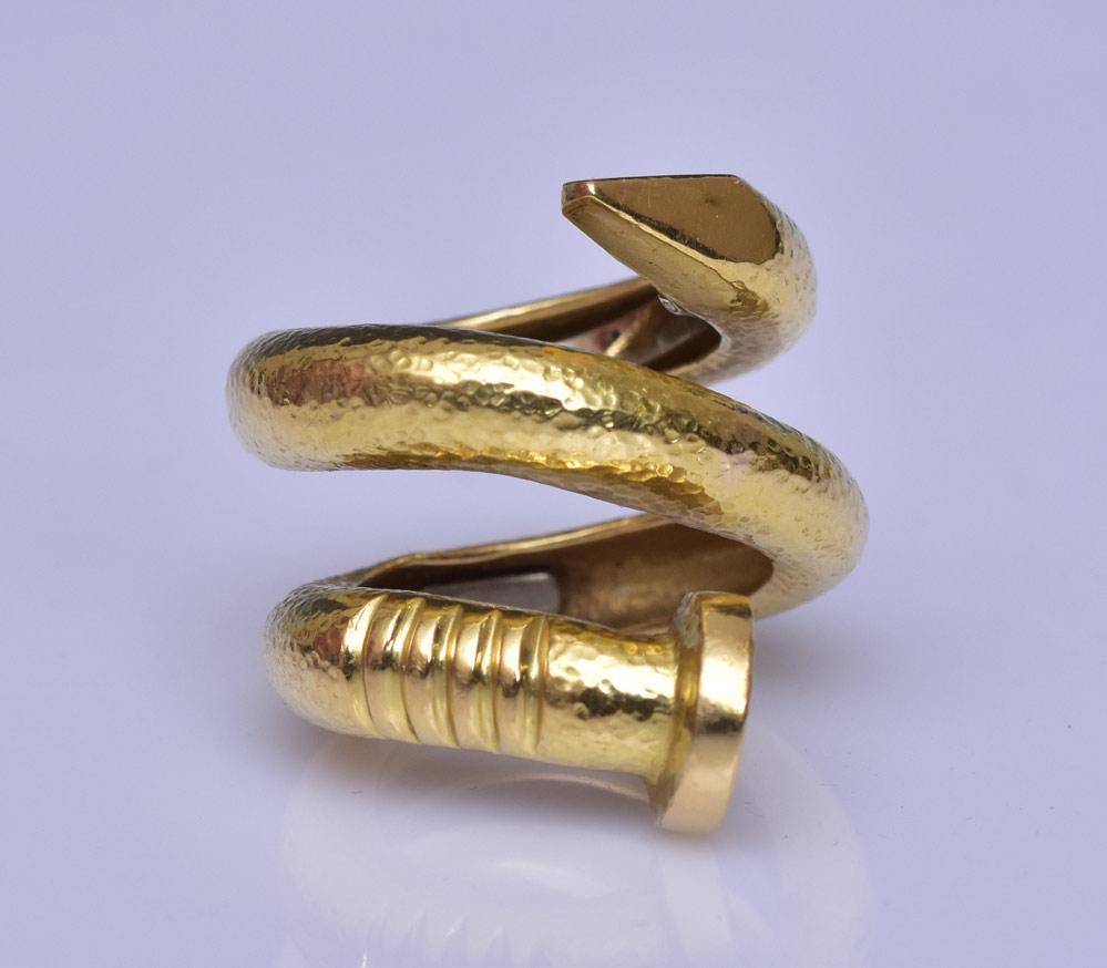 David Webb Hammered 18k Gold "Nail" Ring (1 of 5)