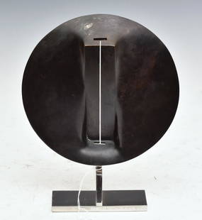 James Wines: Untitled Bronze Sculpture 9 1/2" diameter signed "WINES" on a chrome stand