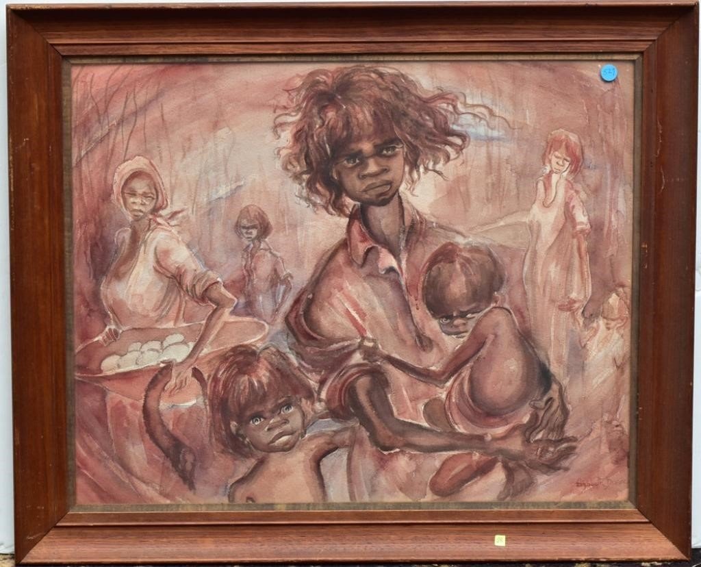 Elizabeth Durack: Mother and Children21"x26" watercolor