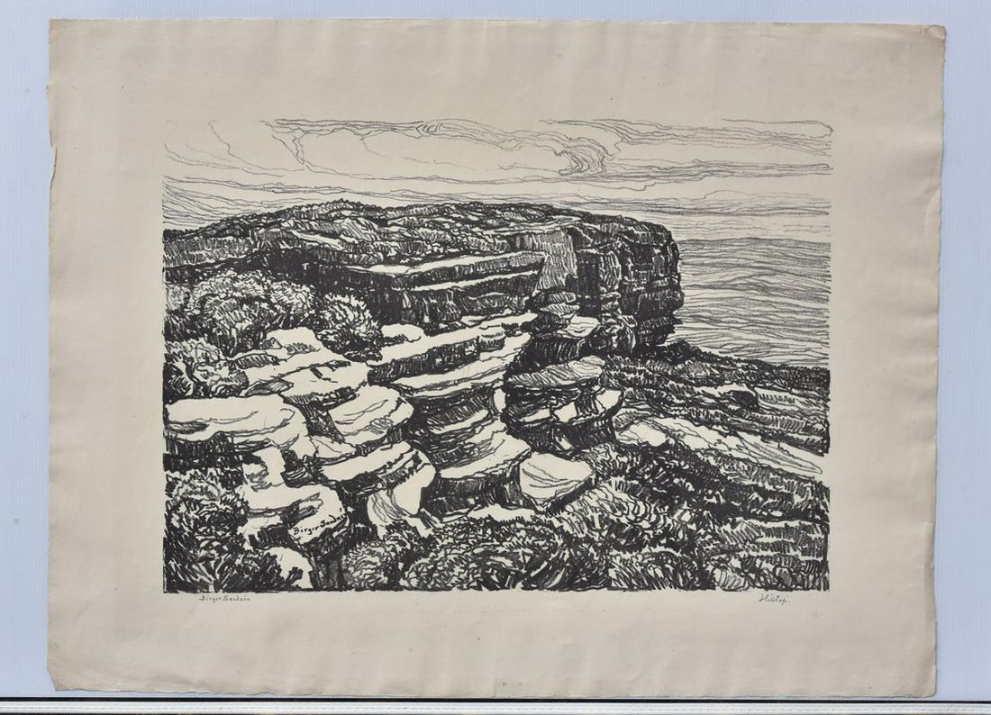 Birger Sandzen: Hill Top 14" x 19 1/2" llithograph pencil signed lower left unframed