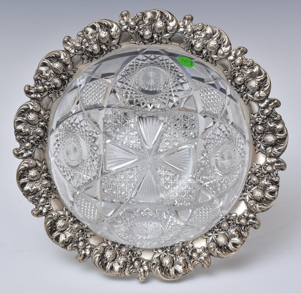 Silver Mounted Cut Glass Strawberry Bowl (1 of 3)