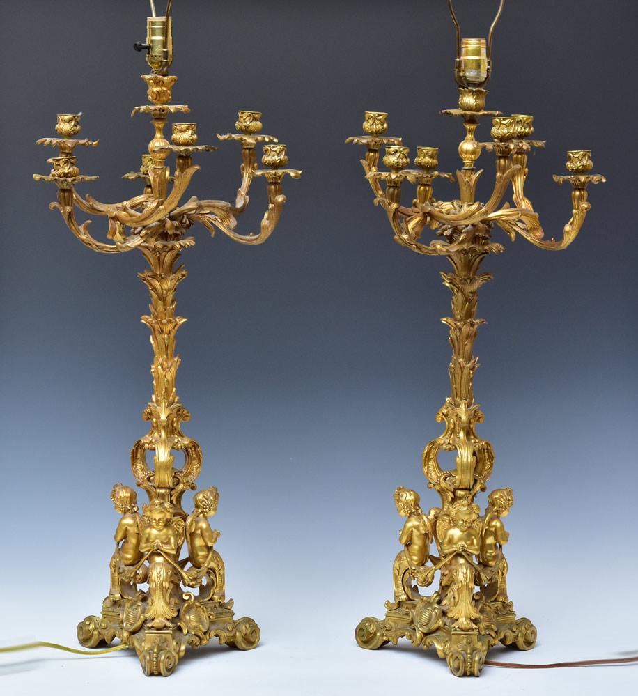 Pair Rococo Revival Gilt Bronze Candelabra (1 of 18)