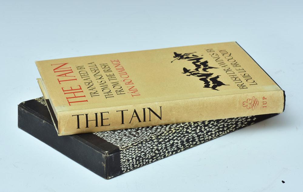 The Tain translated by Thomas Kinsella: Tain Bo Cuailnge brush drawings by Louis Brocquy 1969, printed in the Republic of Ireland Dolmen Editions IX with slip cover from an edition of 1750 copies