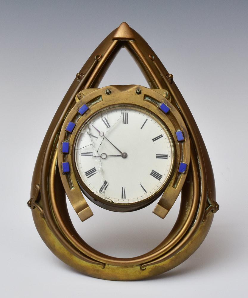 French Novelty Brass Horse Collar Desk Clock (1 of 2)