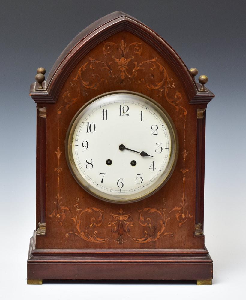 German Mahogany Marquetry Bracket Clock (1 of 4)