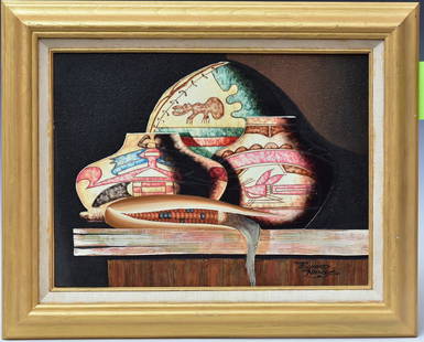 Richard Haines: Still Life with Native American Pots 12" x 16" oil on canvas signed lower right