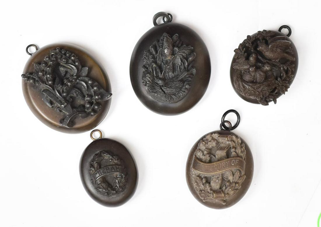 Group of Five Gutta Percha Lockets (1 of 2)