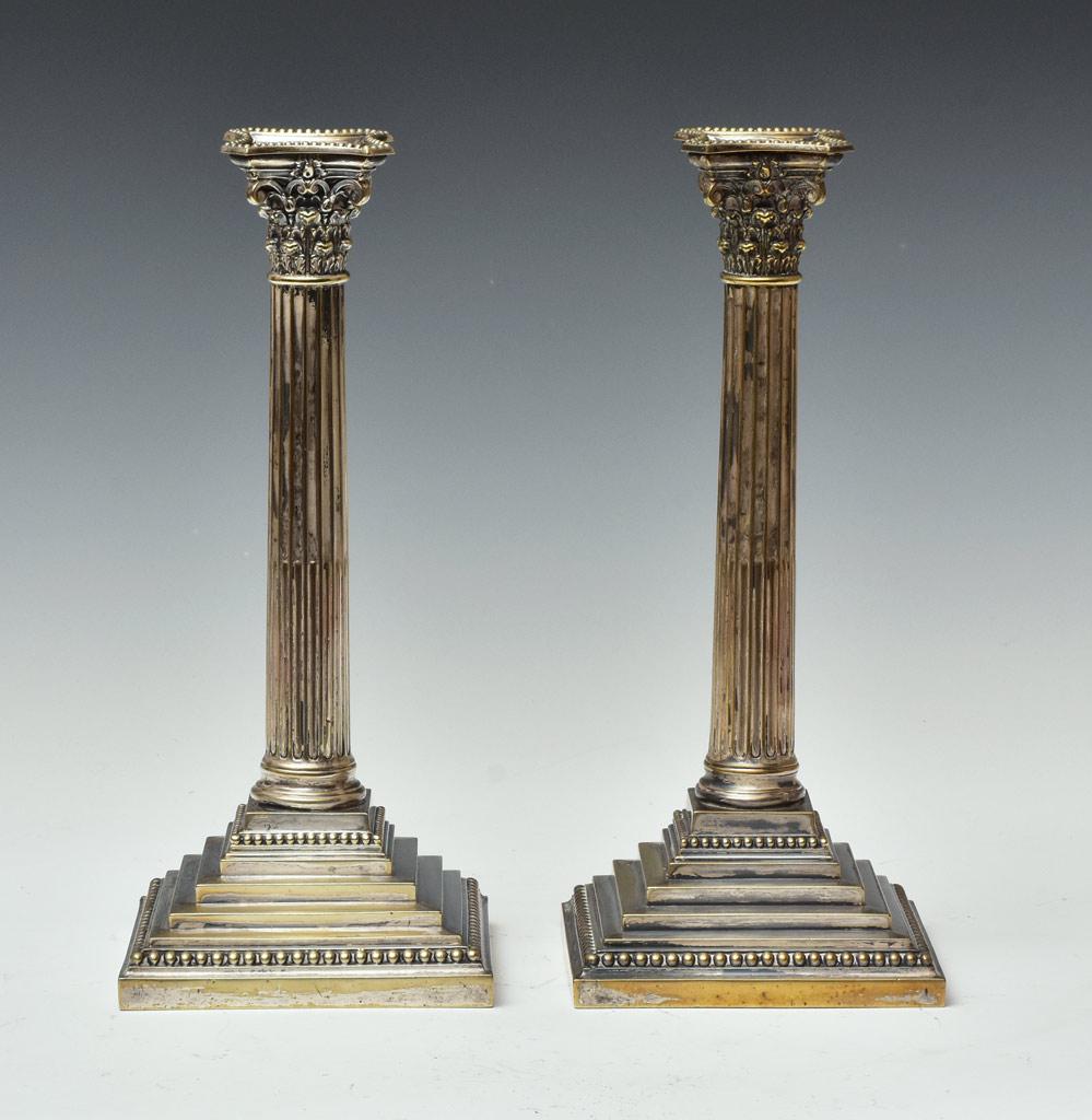 Pair of Sheffield Silver Candlesticks (1 of 2)