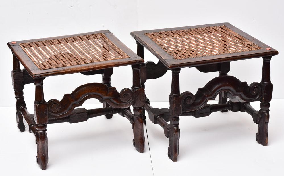 Pair of Jacobean Oak Stools (1 of 2)