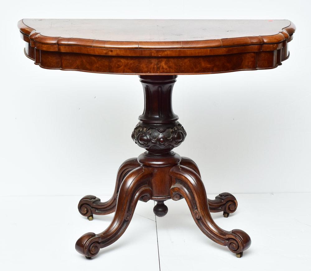 English Victorian Burl Walnut Game Table (1 of 7)