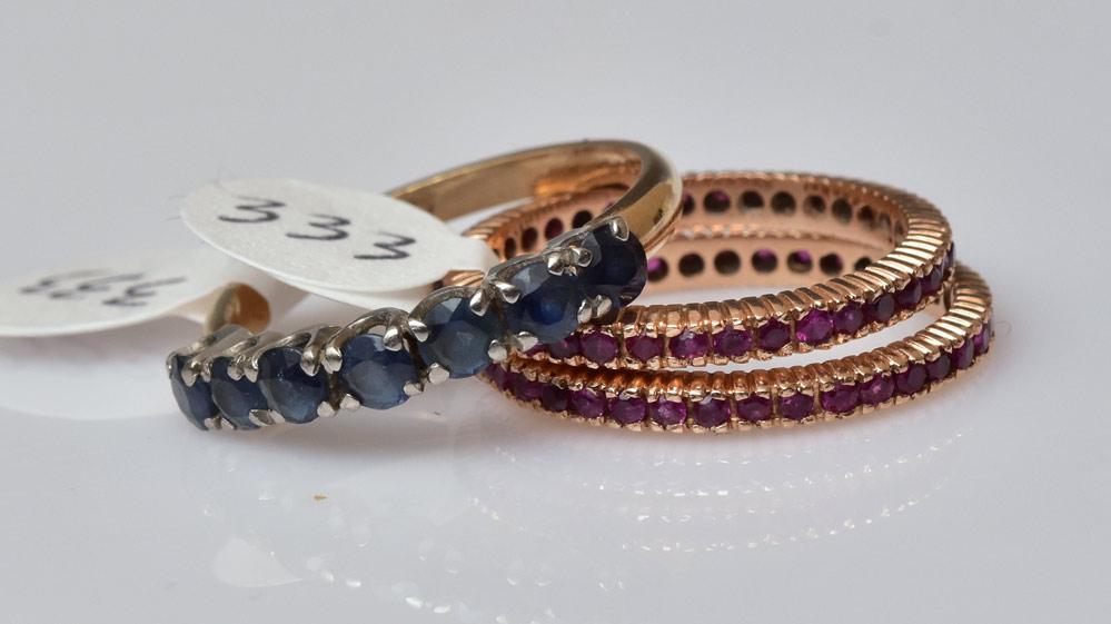 14k Gold Sapphire Ring & Two 10k Gold Ruby Rings (1 of 1)