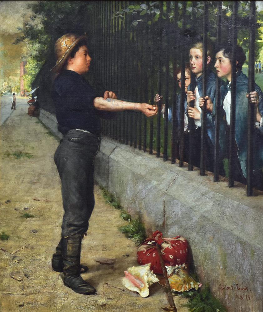 Gilbert Gaul: Stories of Liberty To The Confined 34"x29" oil on canvas signed and dated 1879 37" x 31 3/4" overall with the frame