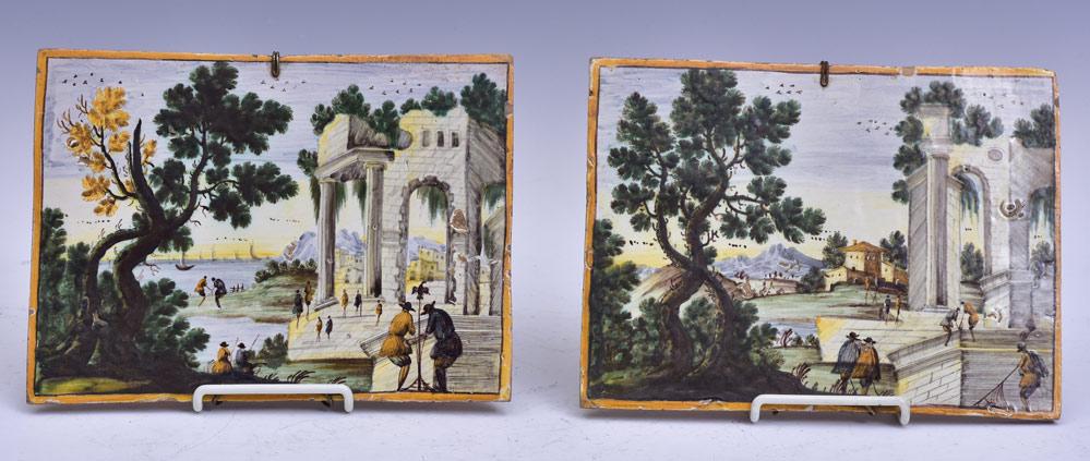 Pair Faience Pottery Wall Plaques (1 of 4)