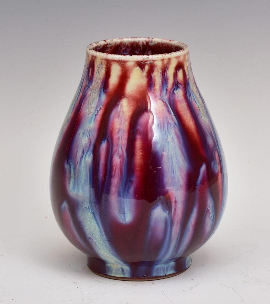 Chinese Ceramic Red and Blue Glazed Vase (1 of 4)