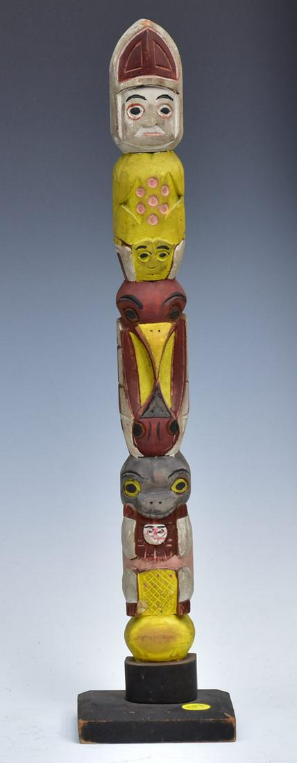 North West Coast Carved and Painted Totem (1 of 4)