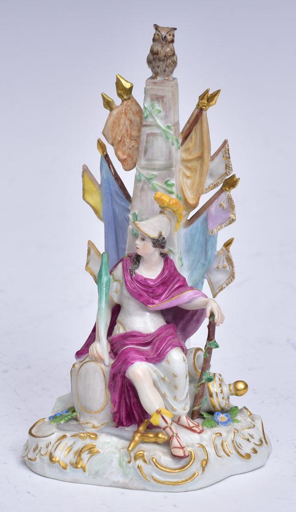 Meissen Porcelain Figure: Minerva 6 1/2" high with crossed sword Meissen mark