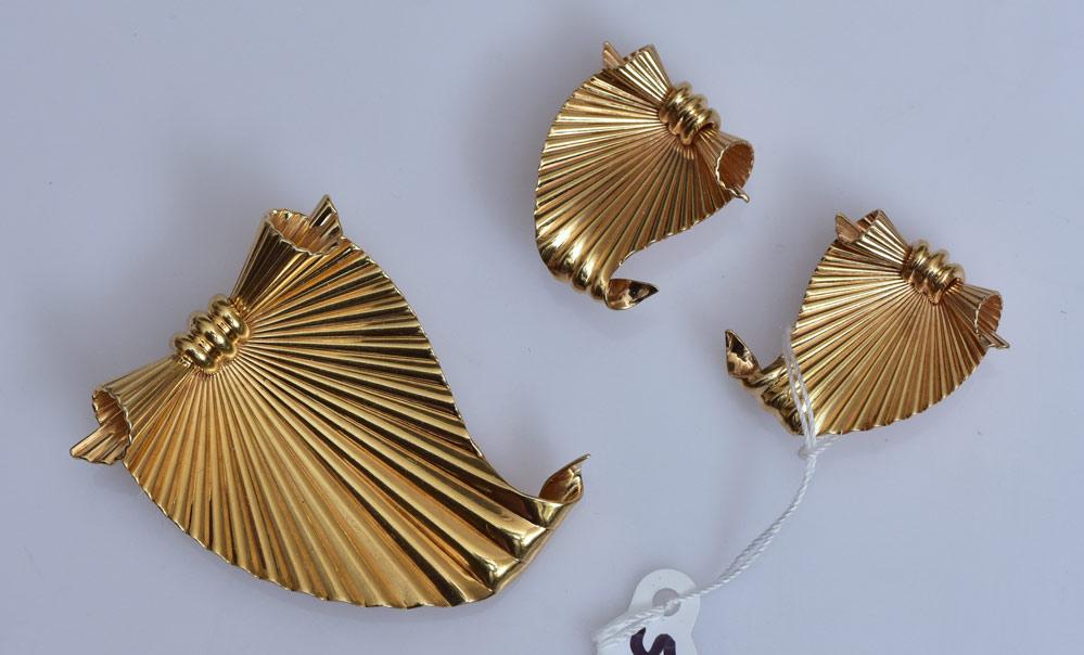 attributed to Cartier Brooch and Earring Set (1 of 3)