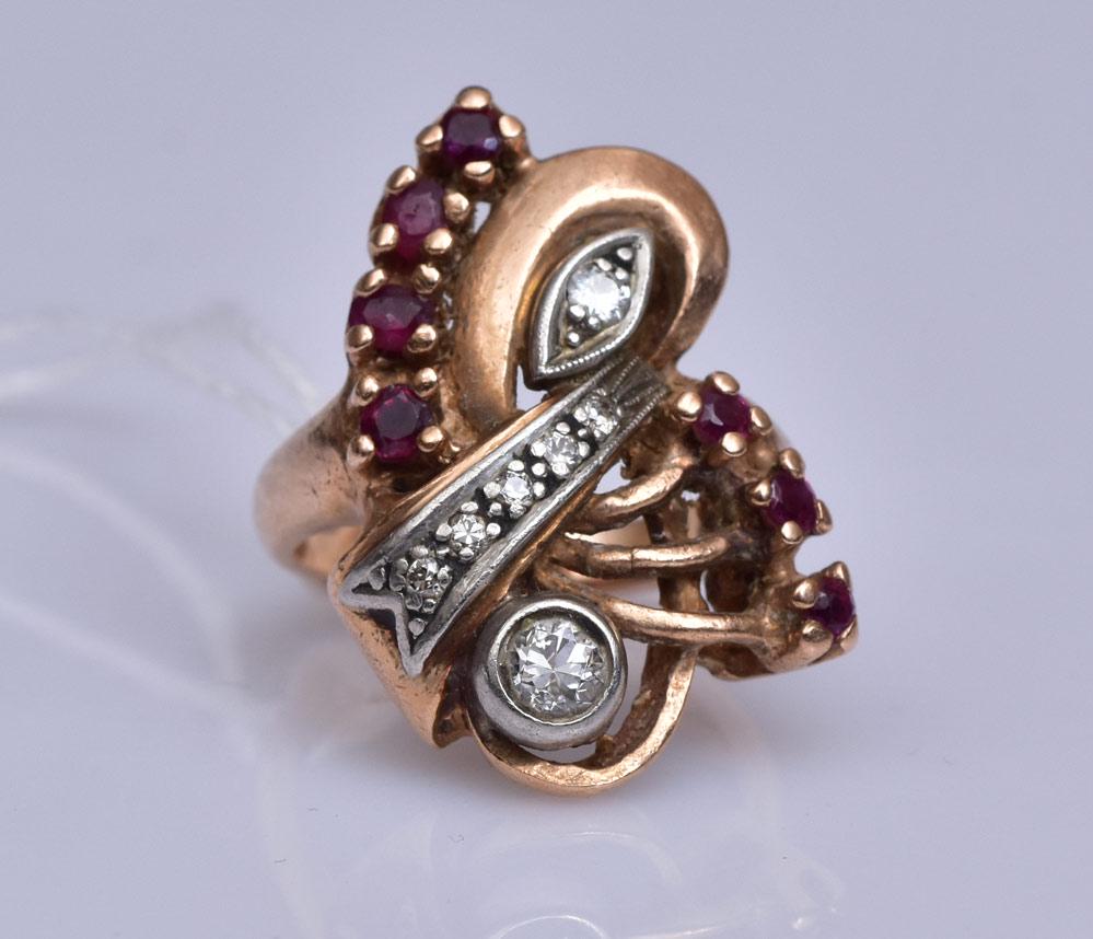 Art Deco 14k Gold Ruby and Diamond Ring (1 of 1)