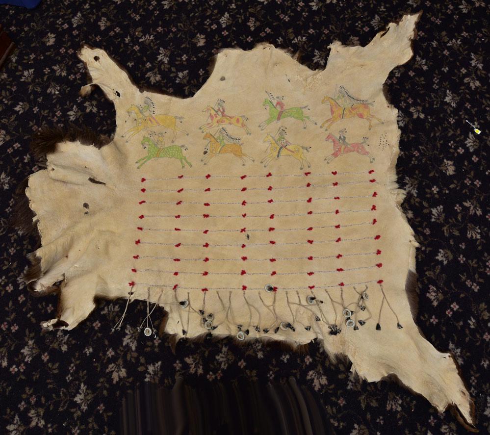 Native American Painted Decorated Elk Hide (1 of 3)