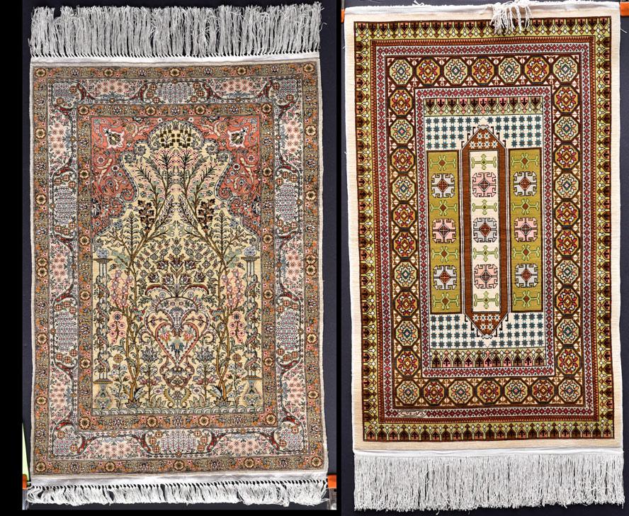 Two Silk Prayer Rugs (1 of 3)