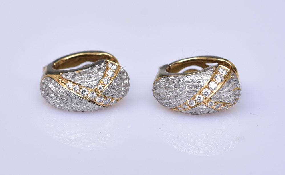 Platinum and 18k Gold Diamond Earrings (1 of 1)