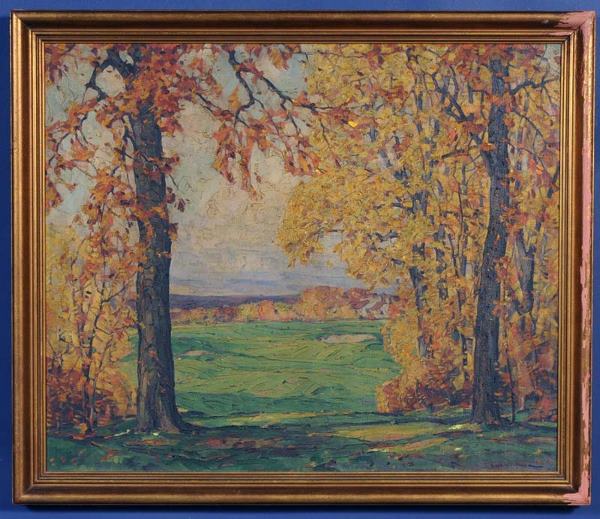 FRANK SWIFT CHASE Fall Landscape 25"x 30" oil on ca: FRANK SWIFT CHASE Fall Landscape 25"x 30" oil on canvas signed lower right