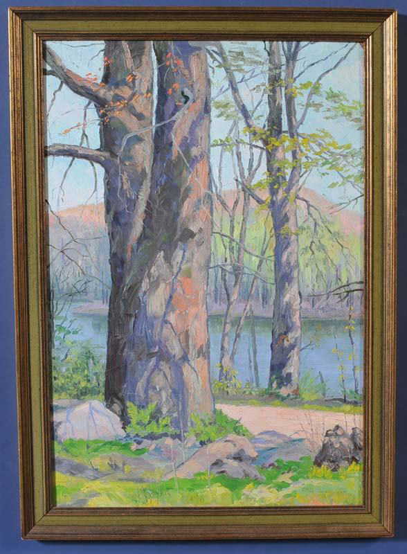 174 ETHEL PAXSON Black Pond, Meriden CT 28"x 19" oil o