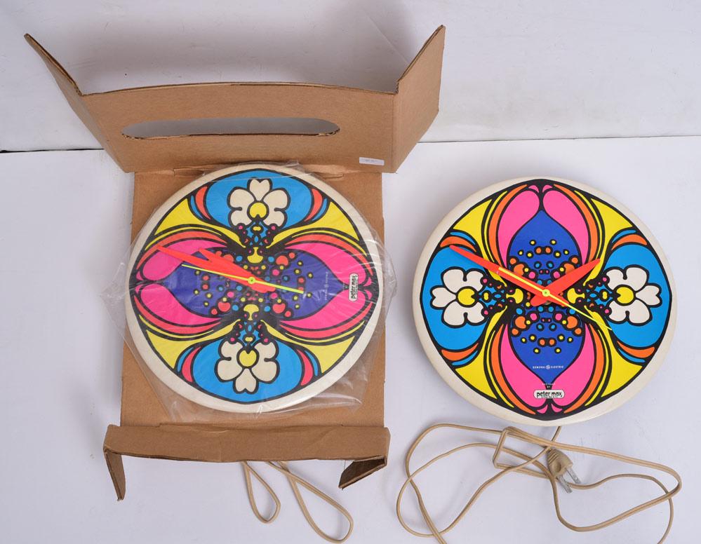 Two Peter Max Wall Clocks (1 of 2)
