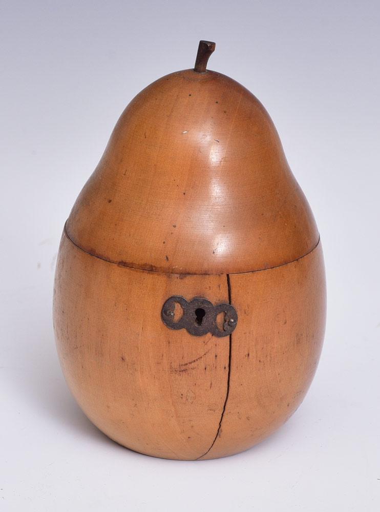 English Georgian Pear Form Fruitwood Tea Caddy (1 of 3)