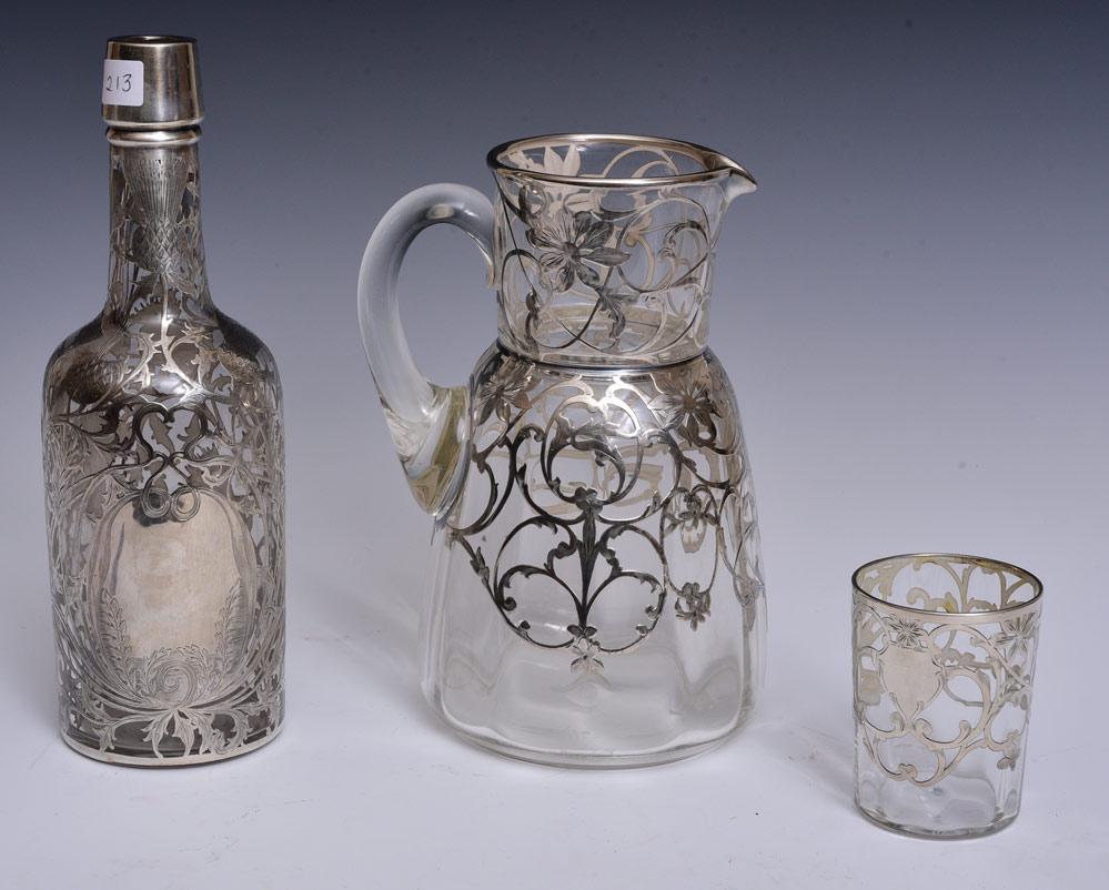 Victorian Silver Overlay Pitcher and Bottle (1 of 1)