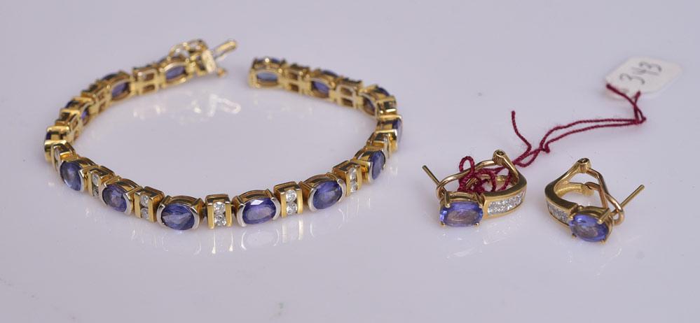 14k Gold Tanzanite Bracelet and Earring Set (1 of 1)